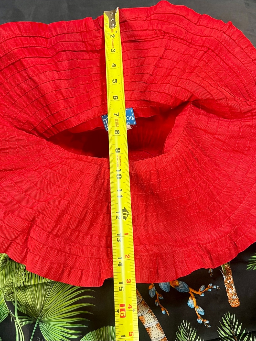 Vintage 90s Papillion Wms Red Ruffle Boho Cottagecore Retro Glam Sun Hat - Picture 8 of 9